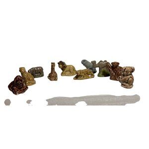 Vintage Wade Whimsies England Ceramic Animal Figurines Set Of 10 Zoo Animals